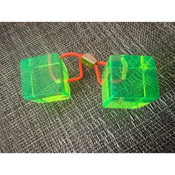 Authentic Louis Vuitton hair cube clear Neon Green hair elastic